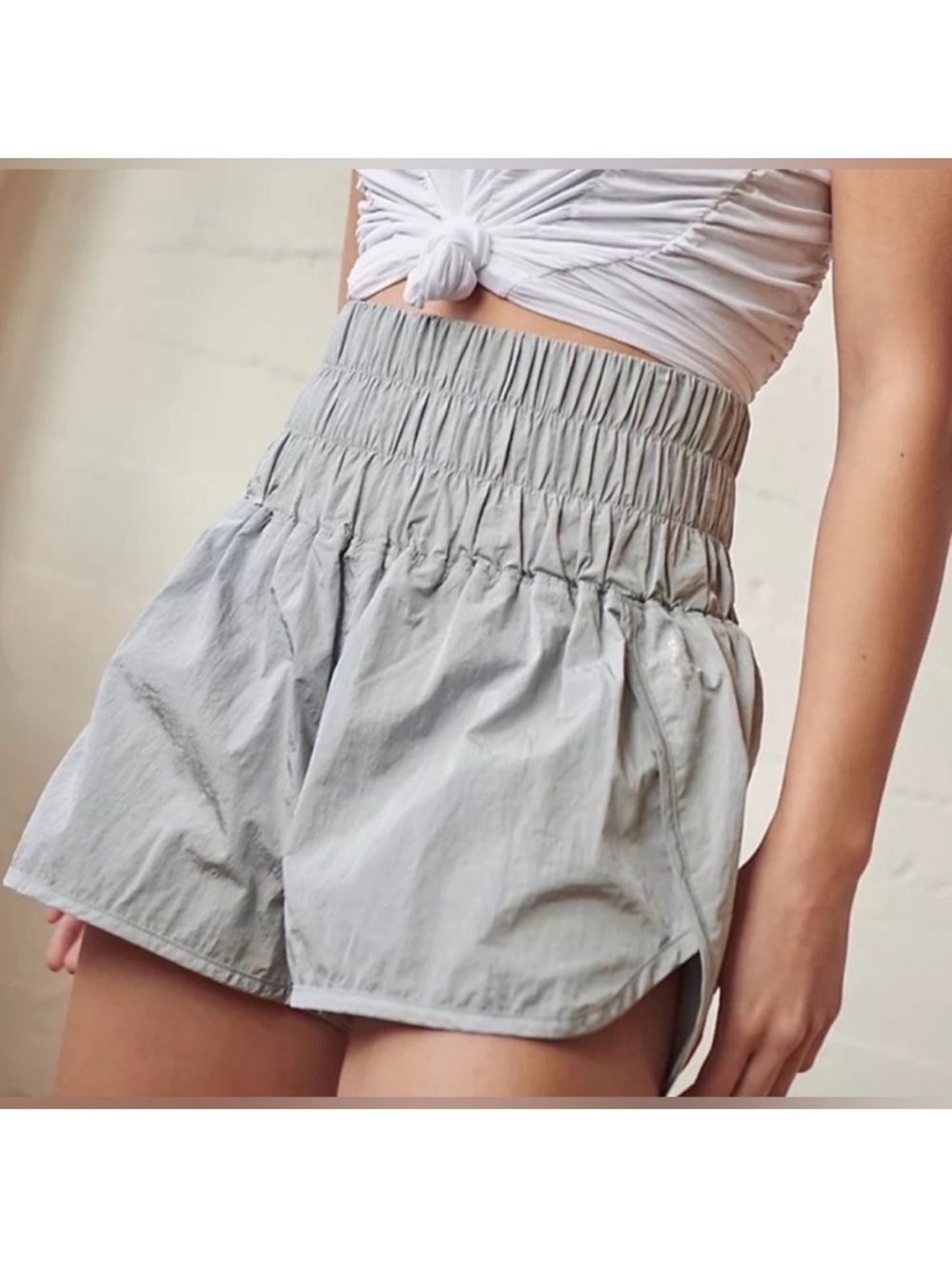 Free People Movement The Way Home Shorts Arctic Silver Grey High Waist Small